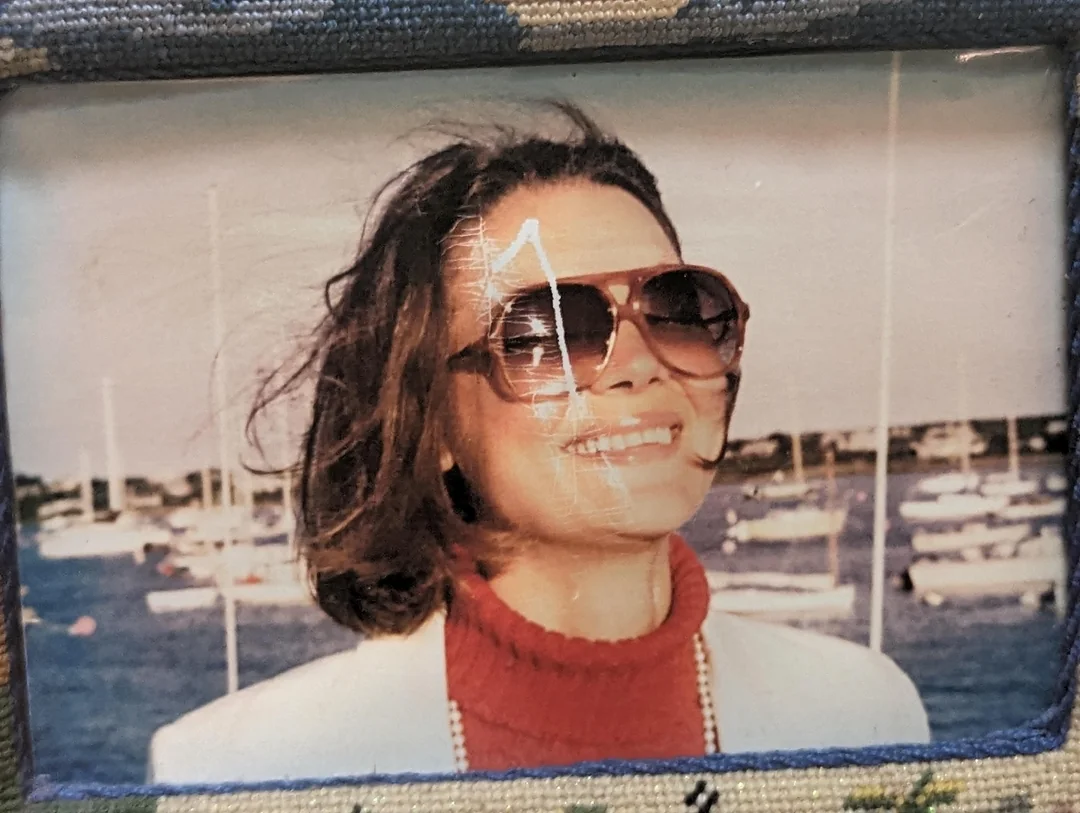 Old damaged photo with multiple creases and paper fold marks