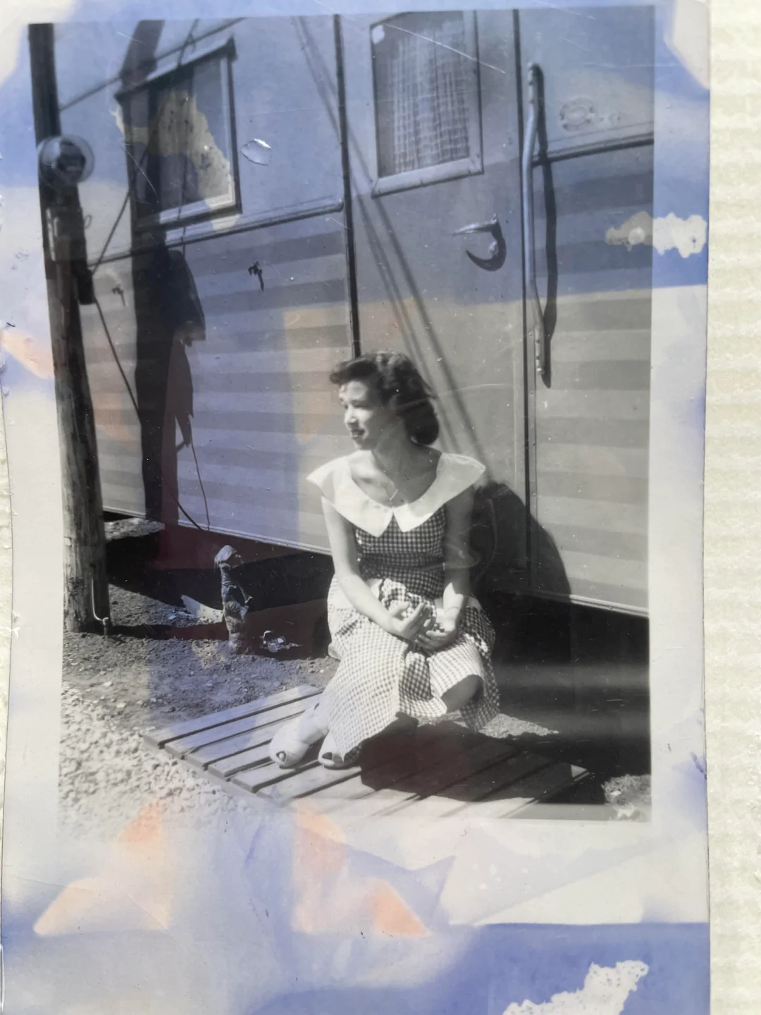 Blurry old portrait with soft facial features