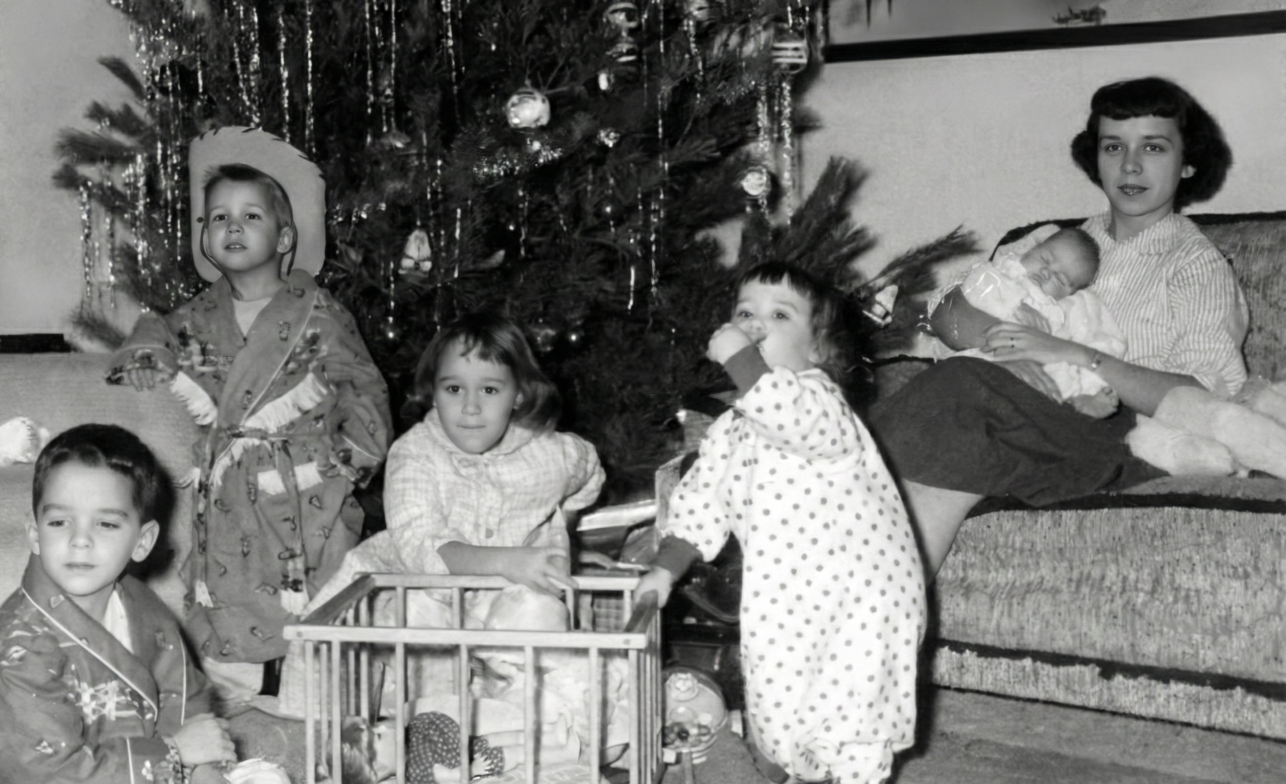 Cleaned old portrait with all physical scratches and cracks removed automatically