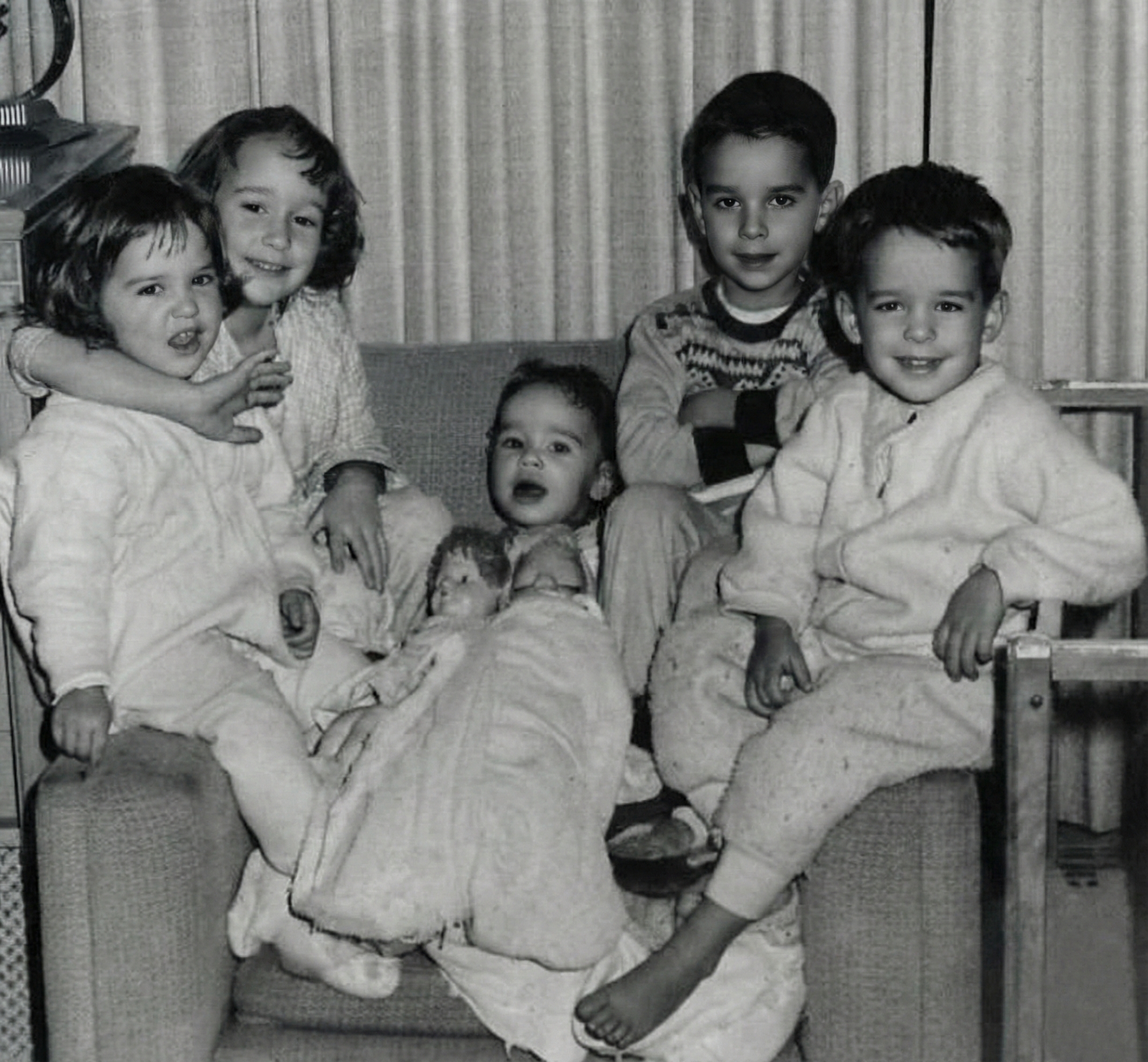 Restored portrait with scratches removed and skin texture preserved